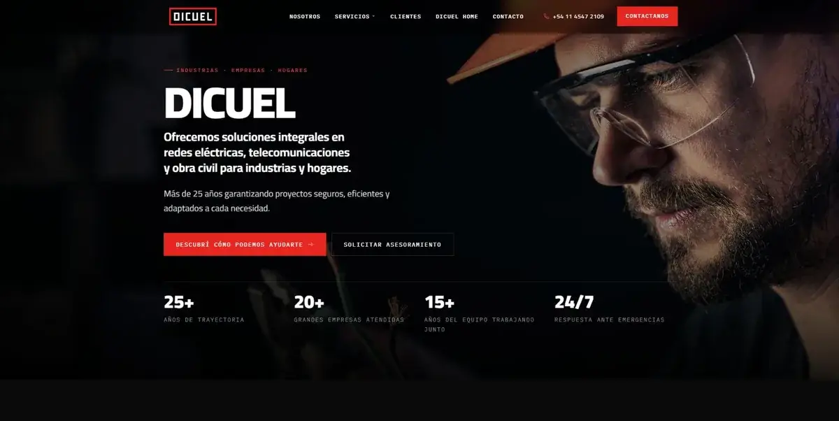 Página de inicio del sitio de Dicuel